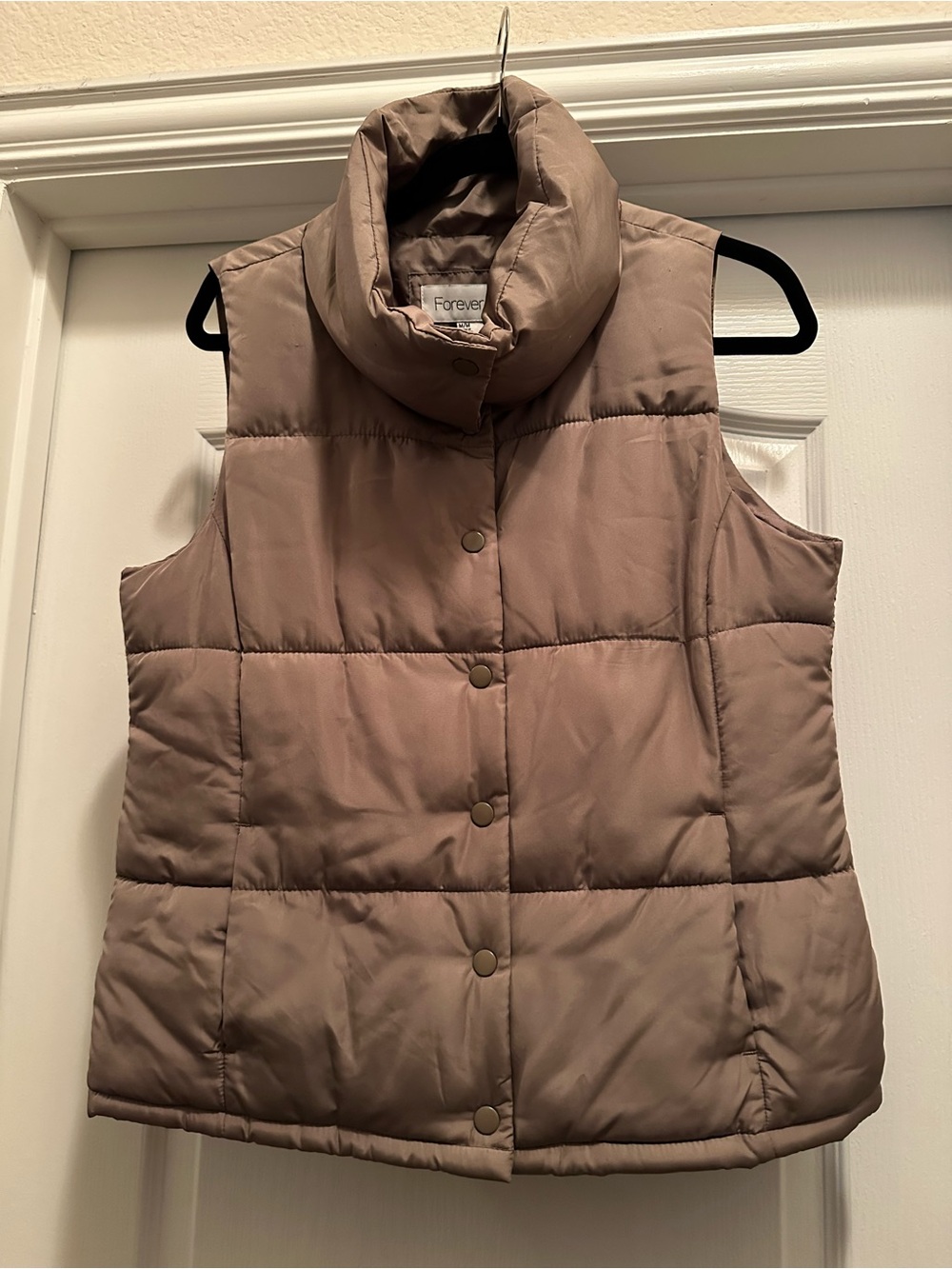 Forever 21 Taupe Quilted Puffer Vest